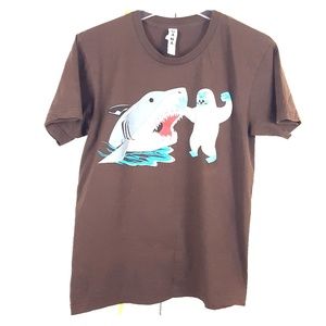 Gamago Jaws Vs Big Foot Graphic Tee Shirt Large